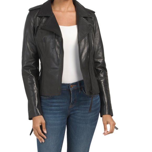 BOD & CHRISTENSEN Black Leather Moto Jacket